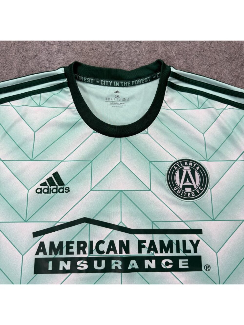 Atlanta United Adidas Soccer Jersey Men 2XL Green American Family *SHORTENED 26"
